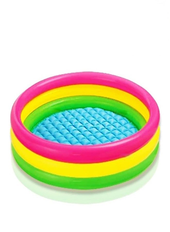 LONGMIRE 5 FT Round Sunset Glow Swimming Pool for Kids | Inflatable Colourful Ring Baby Pool Portable Baby Bath tub | 0-5 Years | Indoor & Outdoor (Multi Color) - Image 1